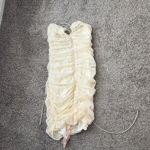 Oh Polly Cream Strapless Dress